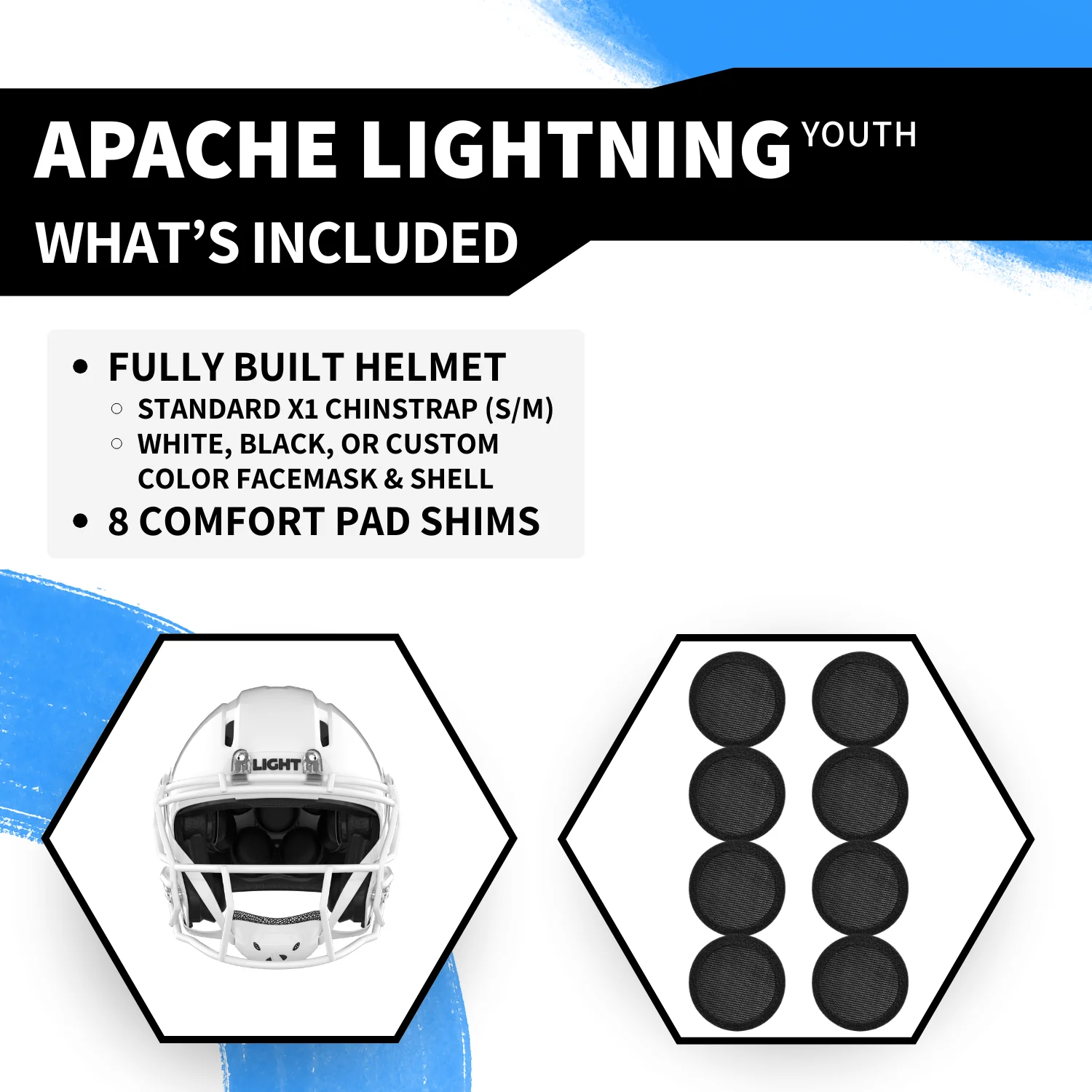 Apache Lightning Youth Football Helmet - Image 3